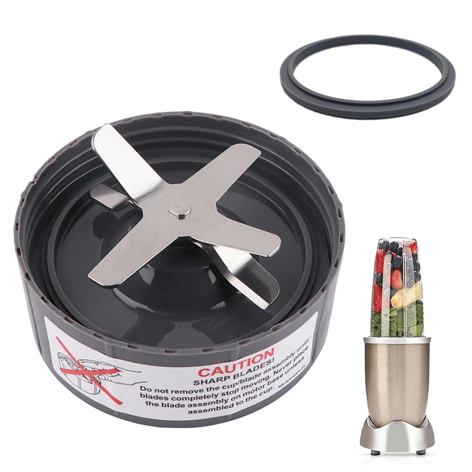 Ersatz Entsafter Klinge aus Edelstahl für NutriBulle 600 W/900 W Pro Extractor Blade Series mit Silikon O-Ring, Blade Zubehör Ersatzteile, Nutribulle Mixer Ersatzteile Zubehör