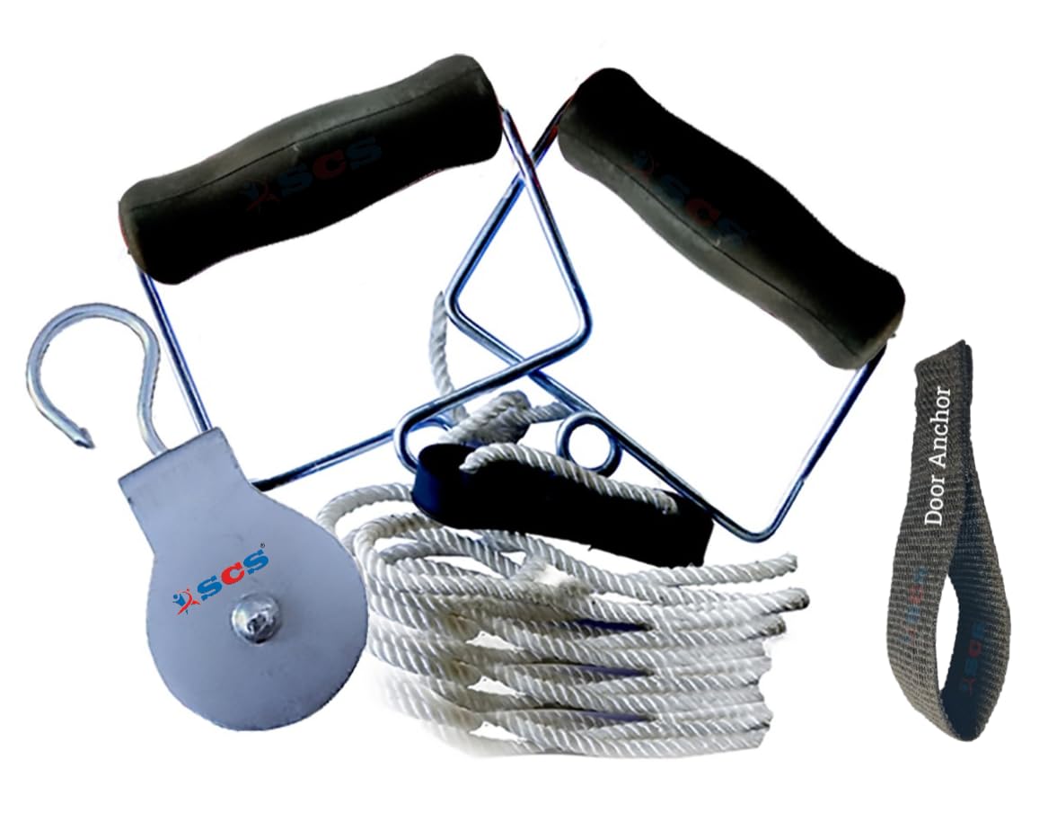 SCS PVC Handles Pulley and Rope Hand Shoulder Exerciser Delux, Black