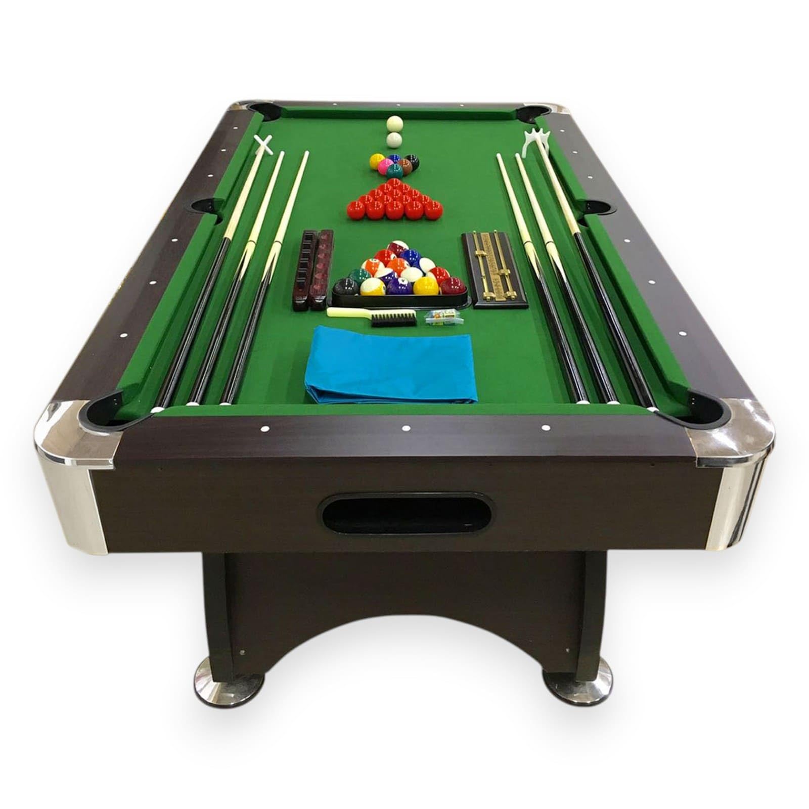 SIMBASHOPPING 7 Foot Pool Table Modern Billiard Table with Green Felt, Ball Return and Accessories - Green Season