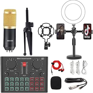 PQZKLDP BM 800 Professional Audio V8 Sound Card Set, Podcast Microphone Audio Mixer Kit and Live Sound Card, for PC/Laptop/Phone/Pad, Microphone for Streaming/Podcasting/Recording
