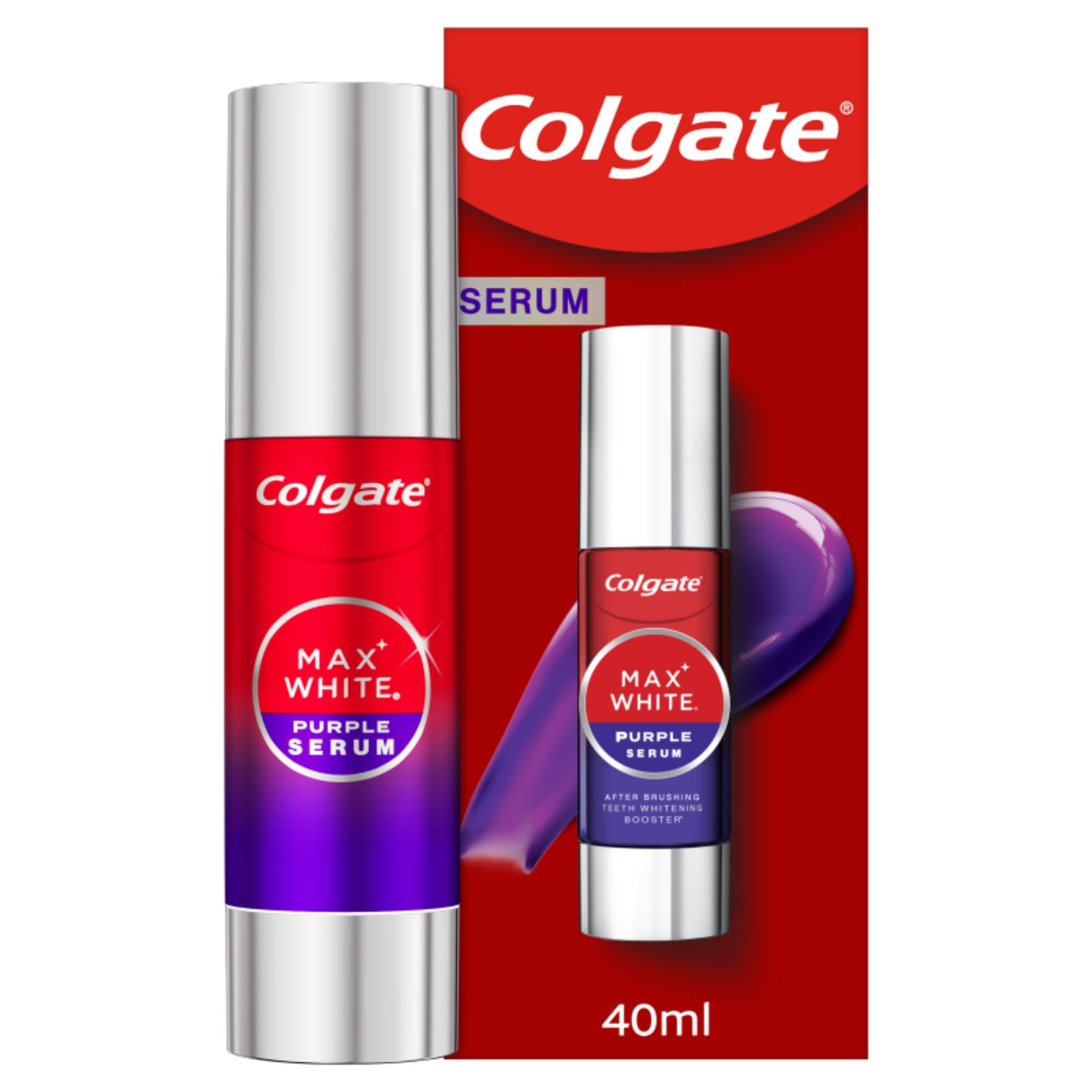 Colgate Max White Purple Serum 40 ml, Purple Teeth Whitening, Instantly Whitens, Dual Active Formula for Instant Colour Correction, with Micro Polishing Minerals