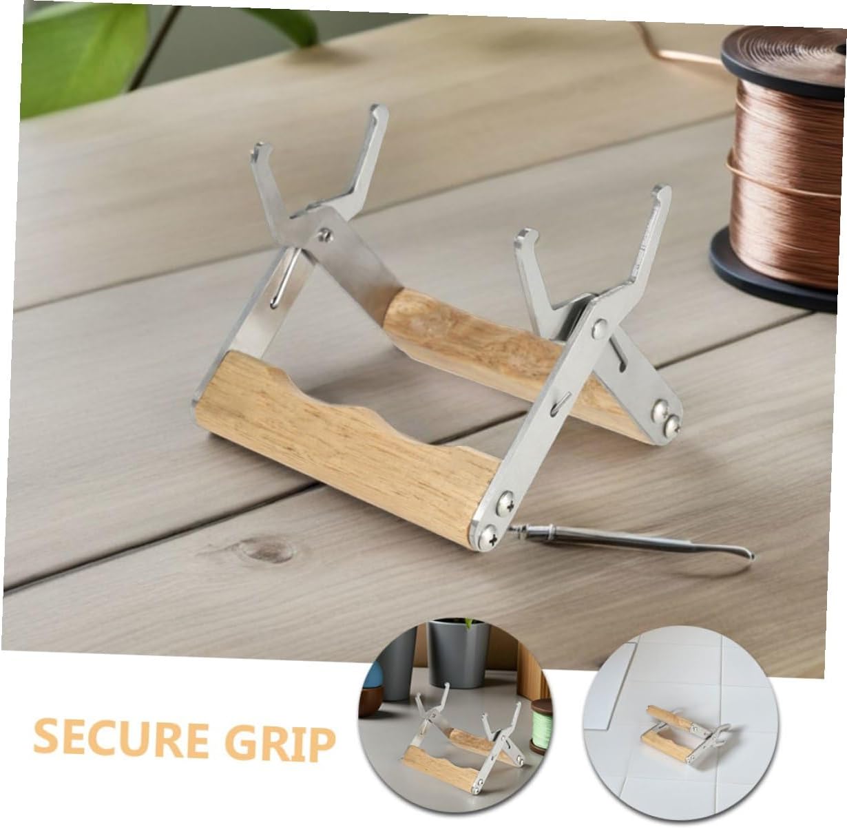 Veemoon 4pcs Beehive Frame Gripper Metal Frame Holder Tool with Wood Handle for Beekeeping Inspection and Hive Harvesting Equipment