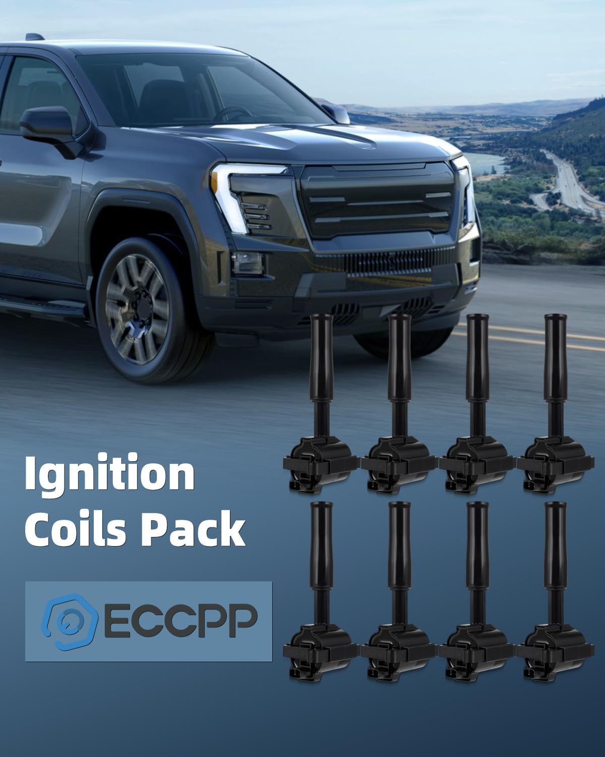 ECCPP ignition coils Pack of 8 UF347,coils packs,for Jaguar Vanden Plas 1998-1999 XJ8 XJR 1998 XK8 1997-1999 V8 4.0L (2-pins),UF-347 5C1178,C1205