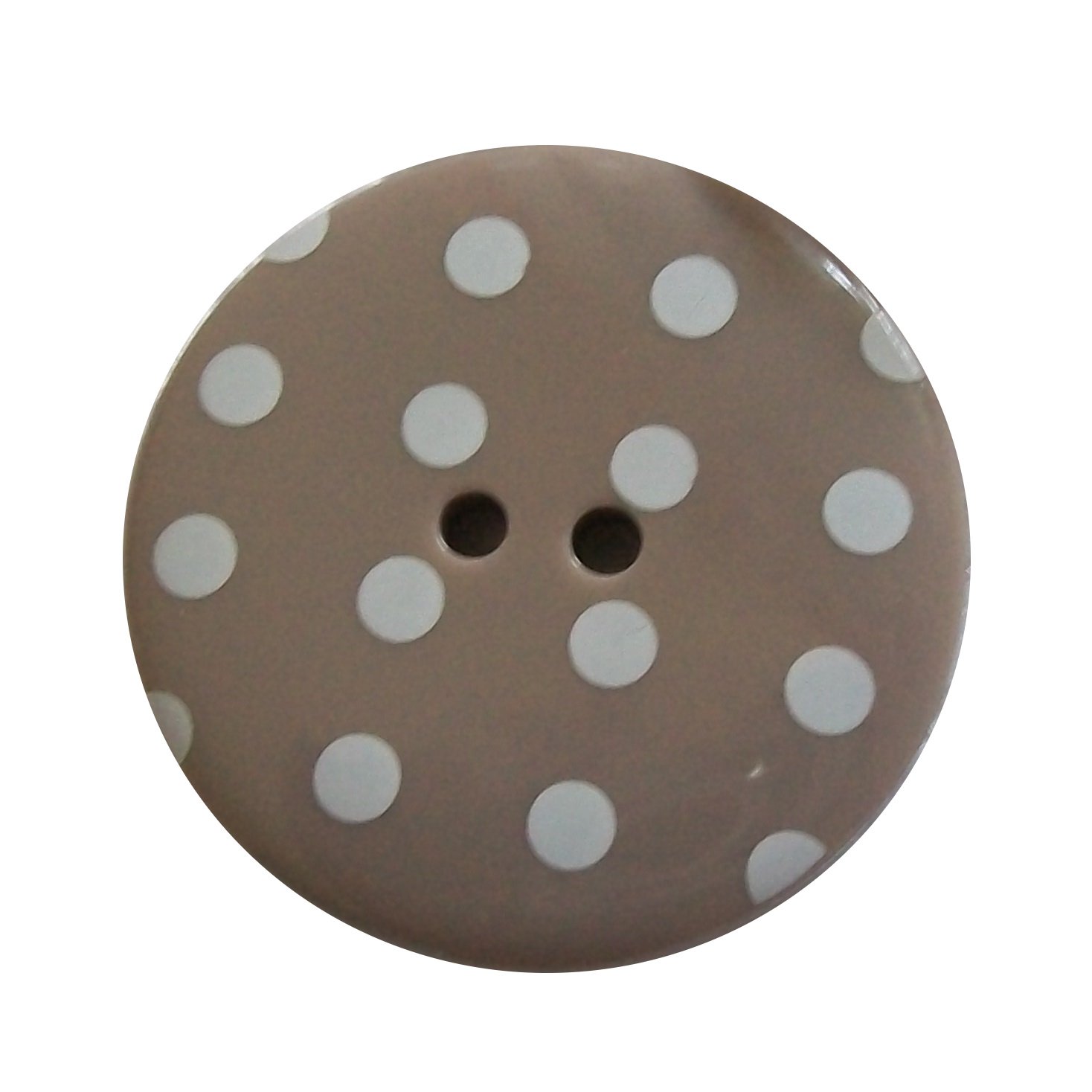 Push The Button Taupe With White Round Plastic Polka Dot Spot 2 Hole Buttons Pack Of 5 (13Mm, )