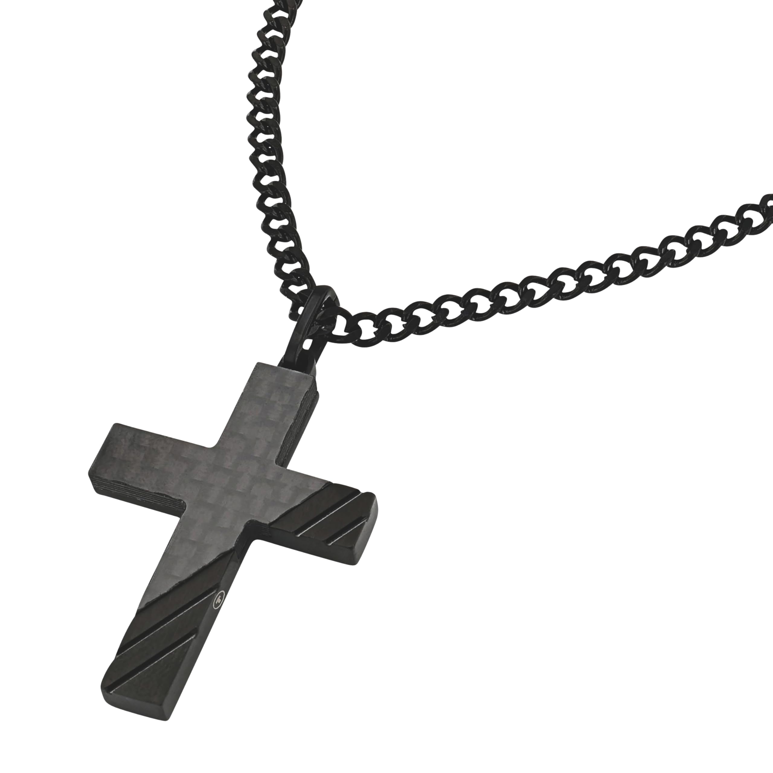 Tom Tailor Kette mit Anhänger für Herren, Edelstahl, 50+5 cm, schwarz, Kreuz-Anhänger, Geschenkidee, Halsschmuck, Herrenschmuck, 2100637