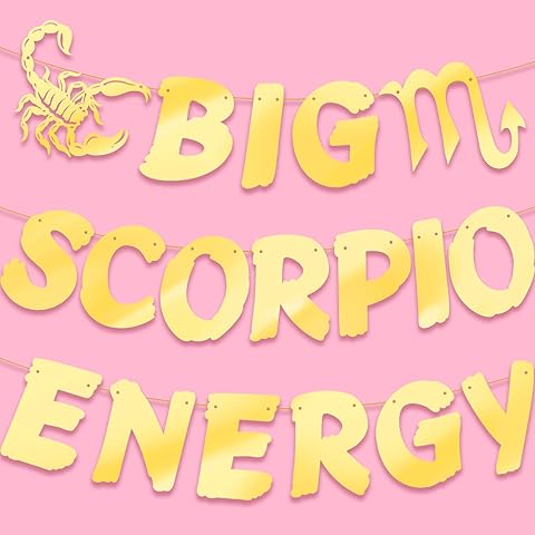 Glitter Big Scorpio Energy Banner, Gold October/Nov Birthday Party Decorations, 12 Constellation Zodiac Scorpio Birthday Party Decorations, Astrology Bday Supplies