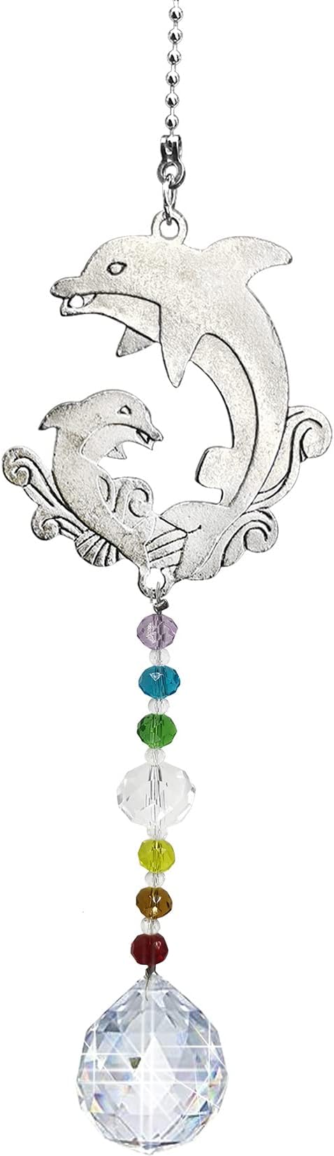 Window Hanging Suncatcher with Crystal, Dolphin Crystal Sun Catcher Hanging Rainbow Maker Ornament for Garden corridors and Home Decoration (Dolphin)