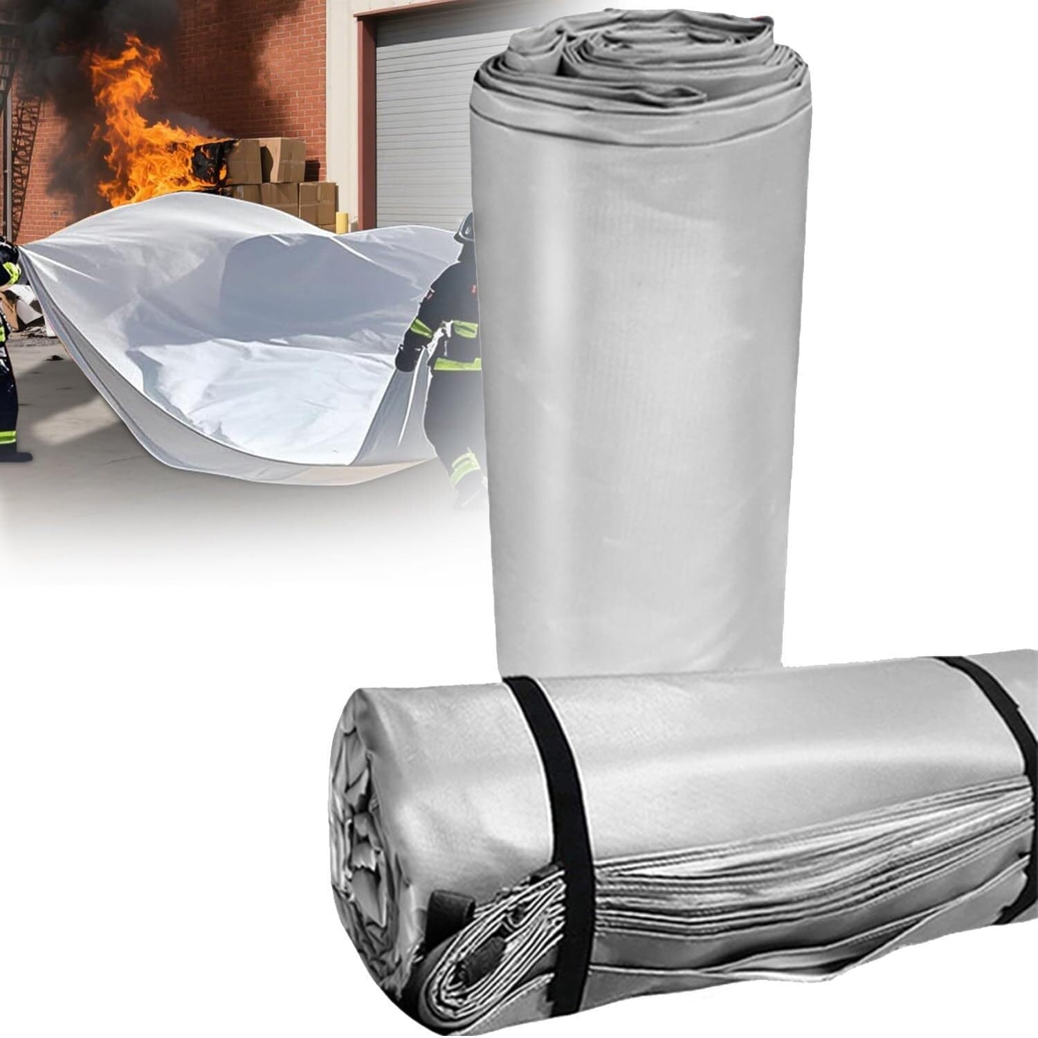 Car Fire Fighting Blanket, Emergency Fireproof - Silicone Coated,1100°C Heat Resistant & Reusable for EV Battery,Engine Fires in New Energy Vehicles,Trucks,Automotive(3x4m)