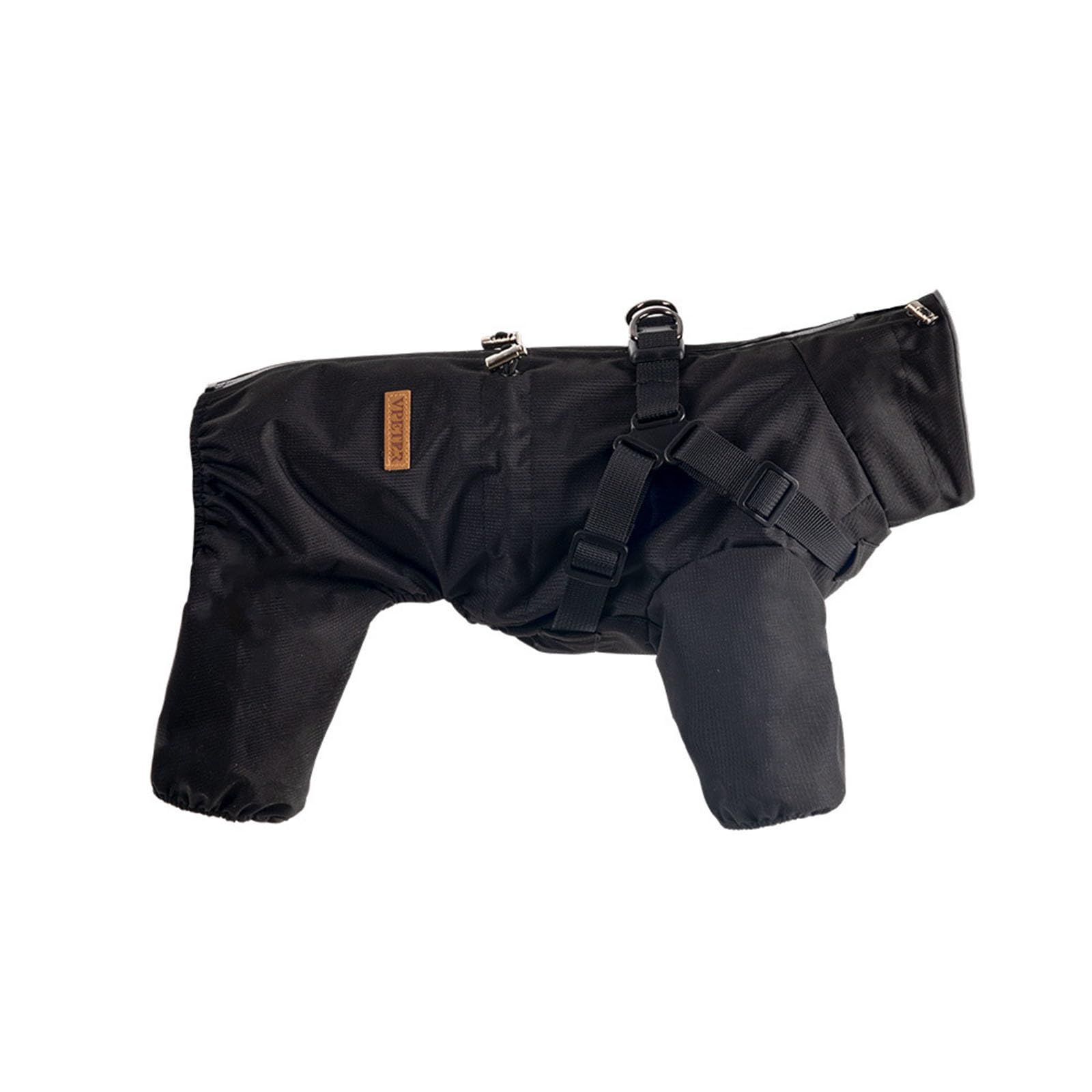 Adjustable Dog 4-Legs Harness Raincoat,Dog Waterproof Windproof Reflective Jumpsuit Puppy Full Coverage Poncho Coat for Small Medium Dogs_2XL(Black)