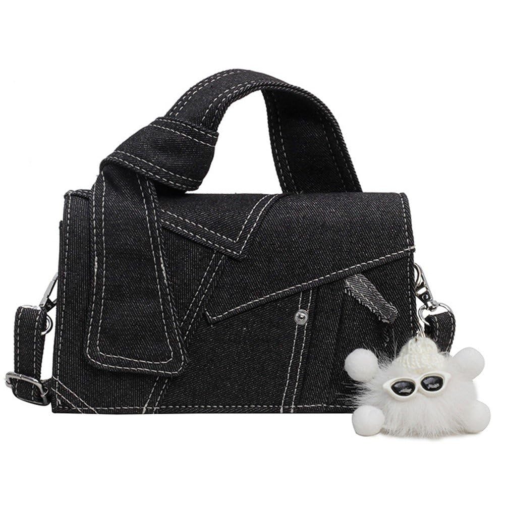 Sac en denim patchwork color block petit sac à main géométrique unique