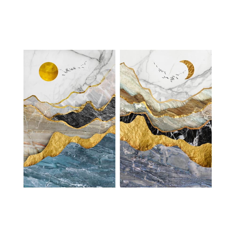 WUHBCZ Pictures,Abstract Landscape Pictures Modern Wall Art Mountain Sunrise Posters and Prints Canvas Painting for Living Room Home Decor-40 * 60cm*2PCS (No Frame)