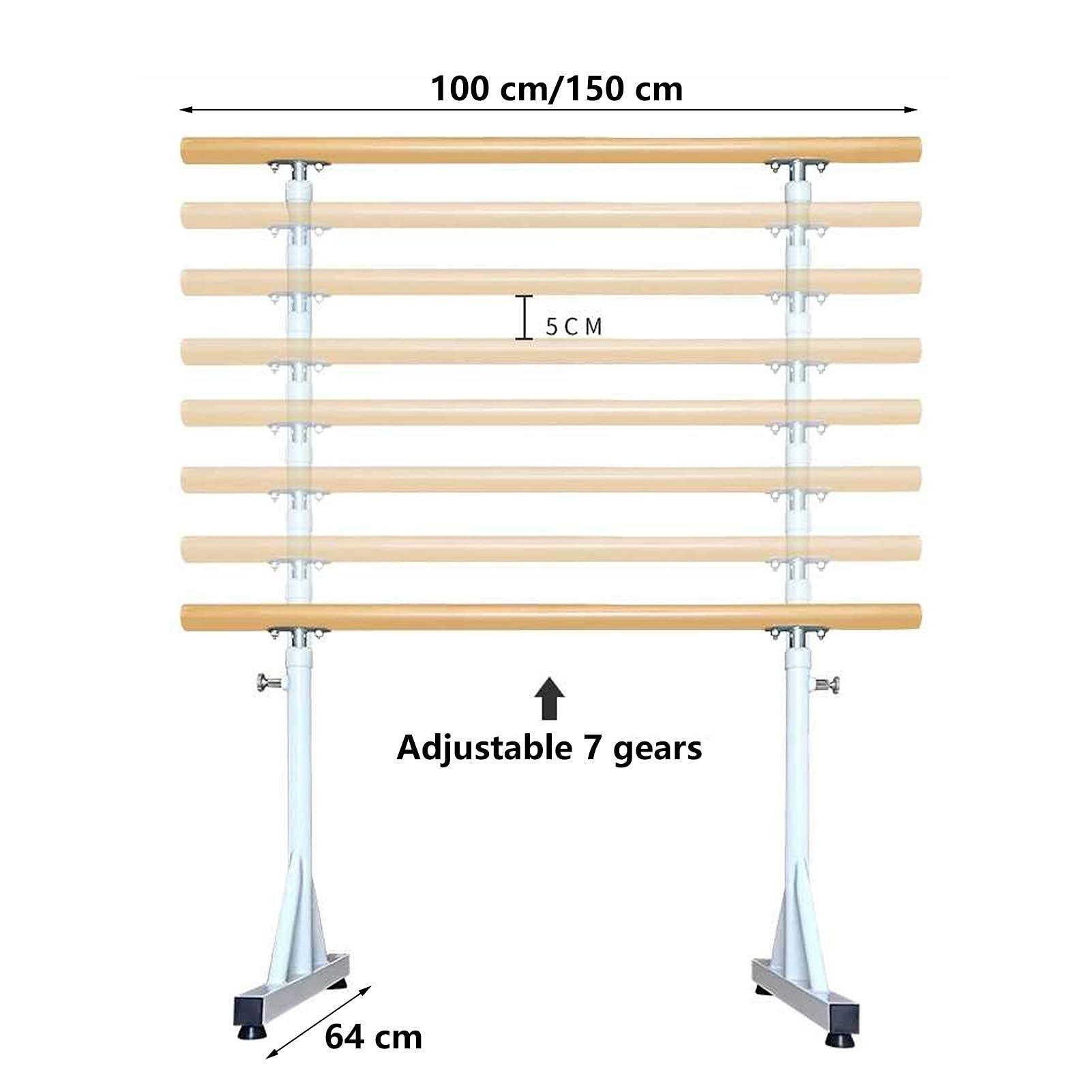 Ballettstange mit rutschfestem Ständer, höhenverstellbare Stretchstangen, freistehende tragbare Stangenstange für Tanzfitness zu Hause,150 cm