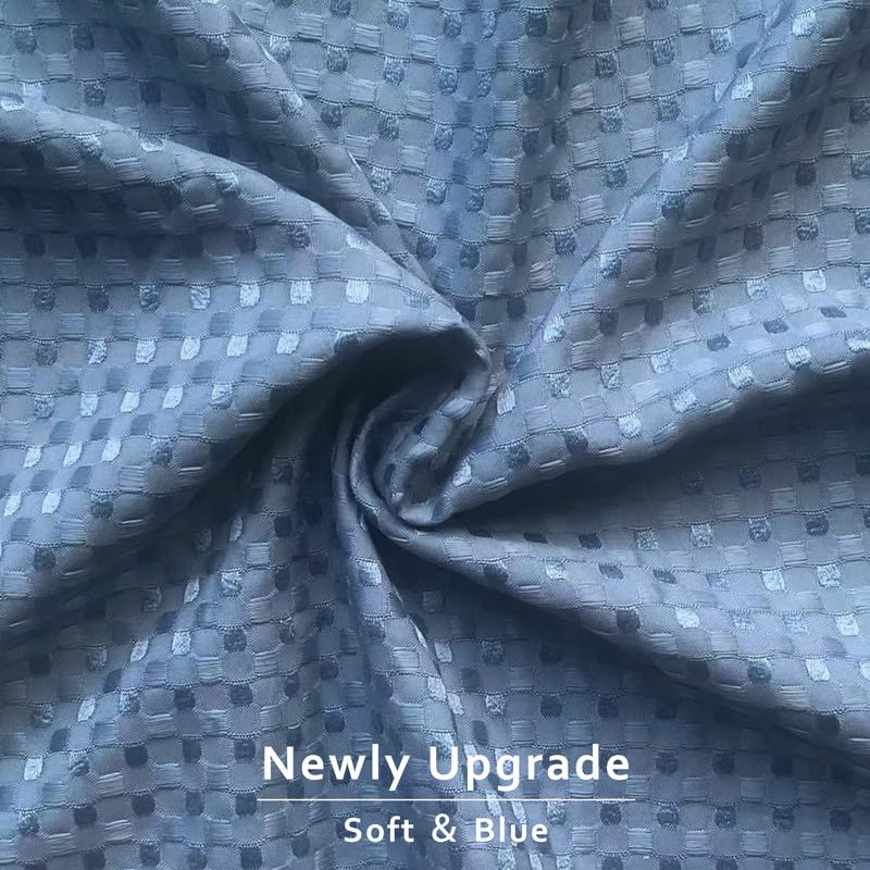 Image of MIYE Pleated Waffle Weave Bed Skirt, Tailored Dust Ruffle 16 Inch Drop Easy Fit, Machine Washable (Blue, King - 16 inch Drop)