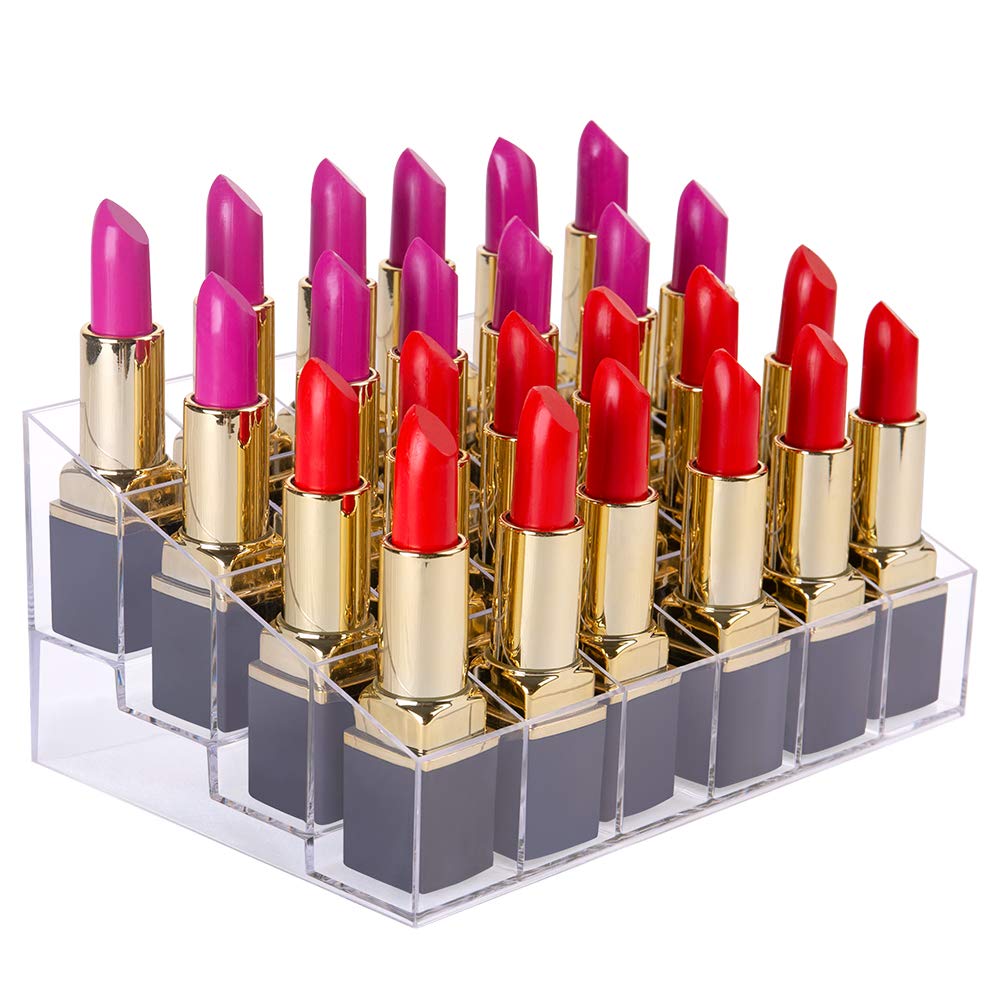 Benbilry Clear Benvivy Lipstick Holder, 24 Slots Acrylic Lipstick Organezer Display Transparent Makeup Organizer (24 Slots)