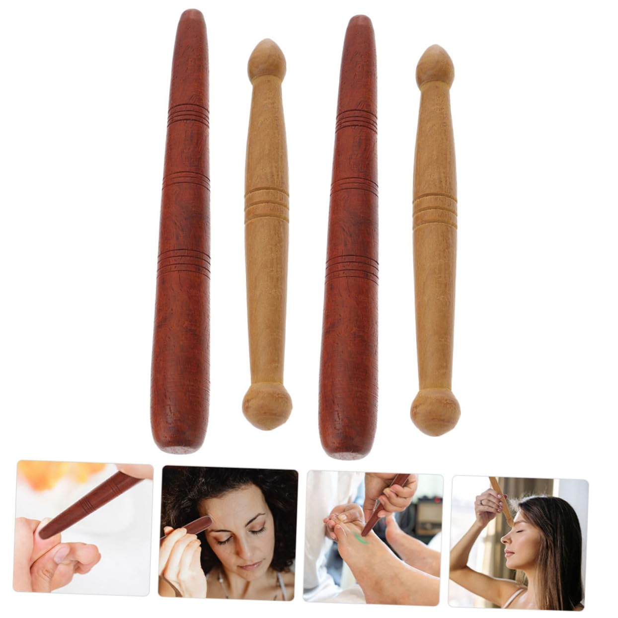 4 Sätze Akupunkturstab Aus Holz Holzwerkzeuge Massieren Massagestab Aus Holz Einziges Massagegerät Akupressurstab Massieren Handmassagegerät Holzmassagestange 4 Stück * 4