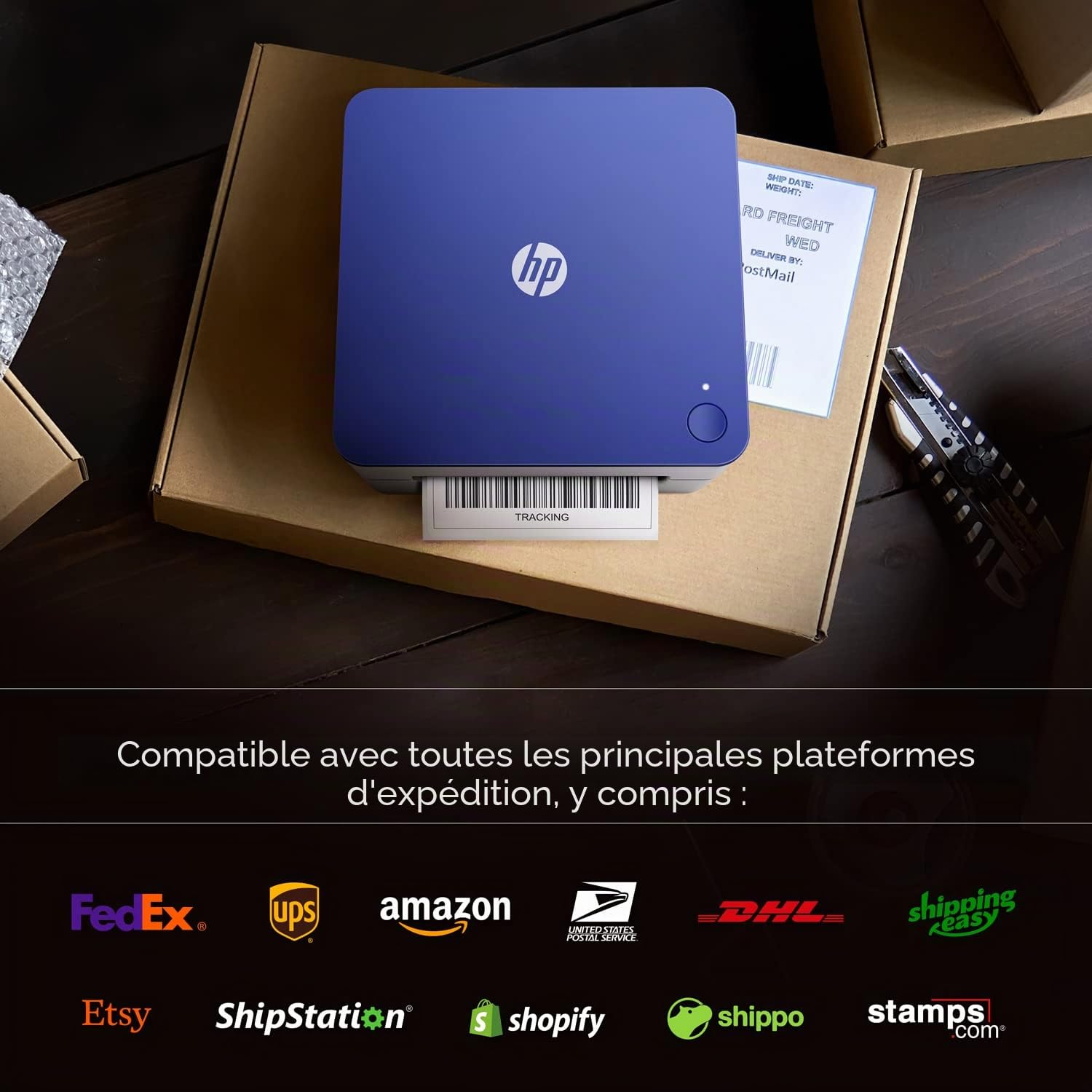 HP Work Solutions d'expédition 4x6 d'étiquettes Thermique Imprimante Facile à Utiliser, Haute Vitesse 203 DPI pour Le Bureau à Domicile ou l'entreprise Prend en Charge PC et Mac