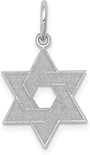 Jóias judaicas desenhadas a laser em ouro branco 14 k com pingente de estrela de Davi religiosa judaica joias finas para mulheres presentes para ela, Ouro branco