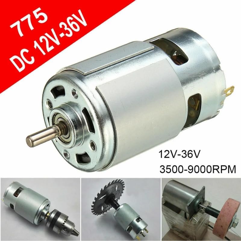 Image of ERH India Large Torque 12V DC 775 Motor Ball Bearing 21000RPM High Speed for Mini Drill Machine, Fan, DIY Electronic Projects