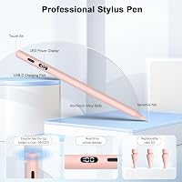 KOKABI 2. Generációs iPad Ceruza LED Kijelzővel - Érintőtoll USB-C Töltéssel, Tenyértámogatással, iPad Pro, Air, Mini Kompatibilis Stylus 3