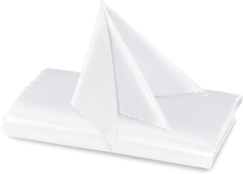Miniatura 7 de RUDONG M Paquete de 72 servilletas de satén blanco, 17 x 17 pulgadas, servilletas de tela suave con bordes festoneados, servilletas de mesa