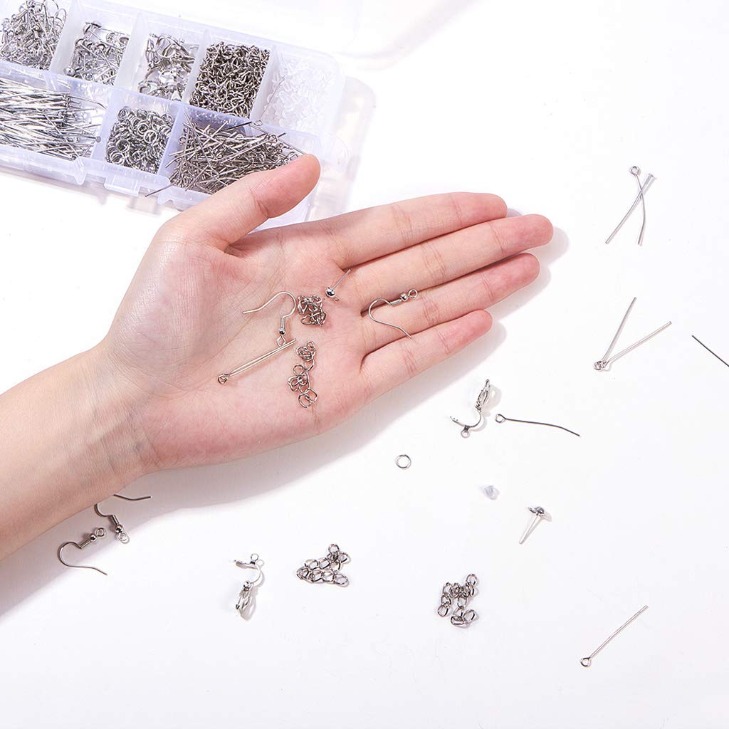 5 zestaw 1 pudełko 710 szt. DIY zestaw do robienia kolczyków hak na ucho przedłużacz łańcuszek biżuteria ustalenia