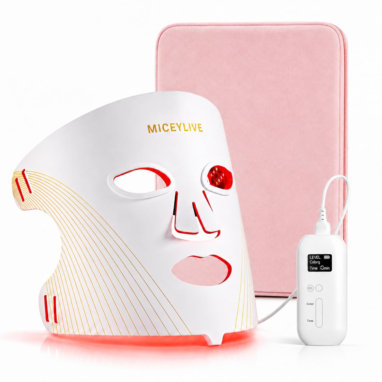 MICEYLIVE Red Light Therapy for Face Mask, Blue Light Therapy for Acne, Gifts for Women, Wrinkle LED Face Mask, 432 LED with Full Face Coverage & 3 Light Modes, Travel Bag for Home Use & Travel