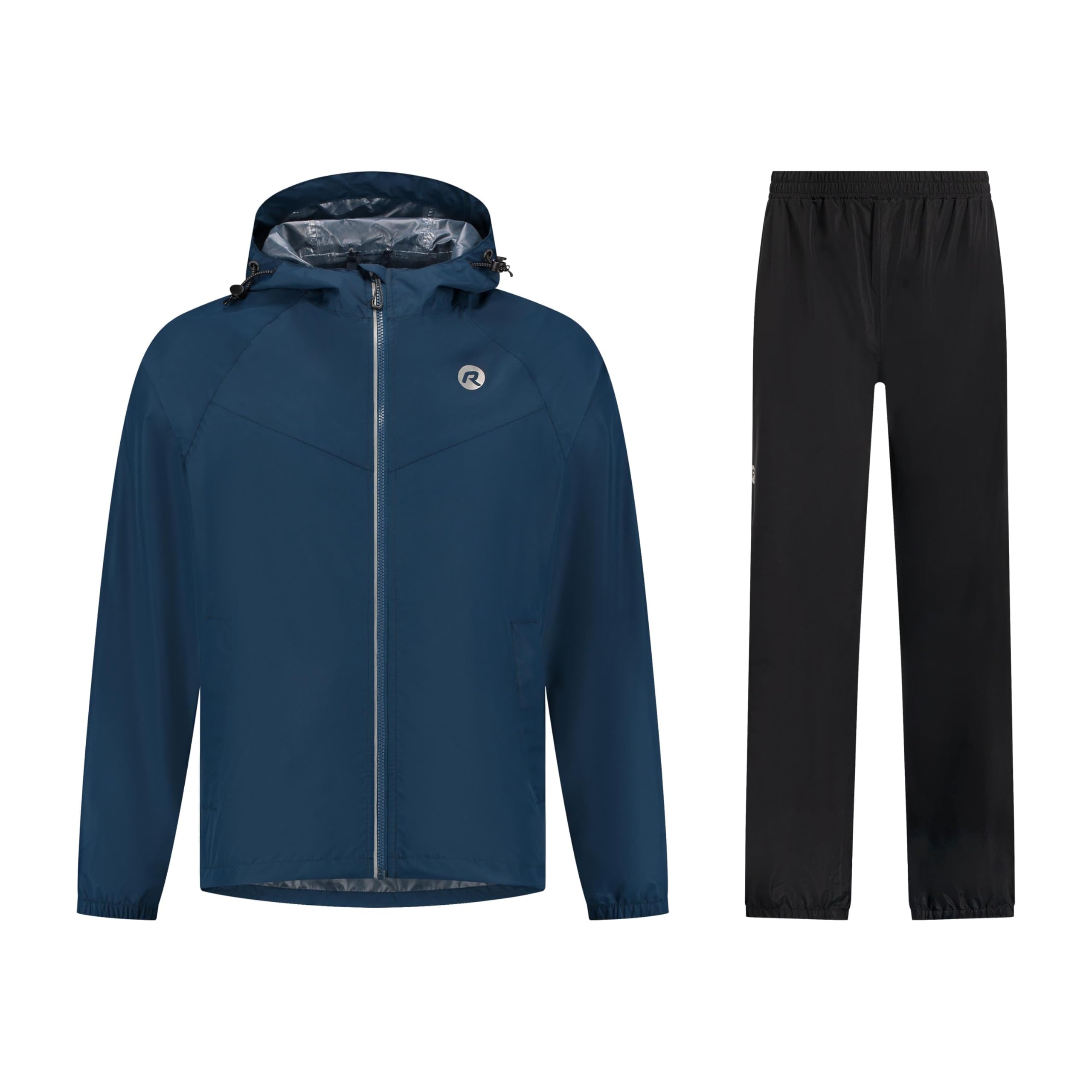 Rogelli Regenanzug Damen und Herren - Commuter Core - Regenjacke und Regenhose - Blau Schwarz - Größe XXL