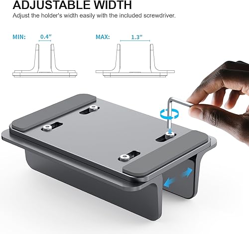 Miniatura 2 de Soporte vertical de aluminio para laptop para escritorio, base de ancho ajustable para MacBook, Surface, Samsung, HP, Dell de hasta 17.3 pulgadas,