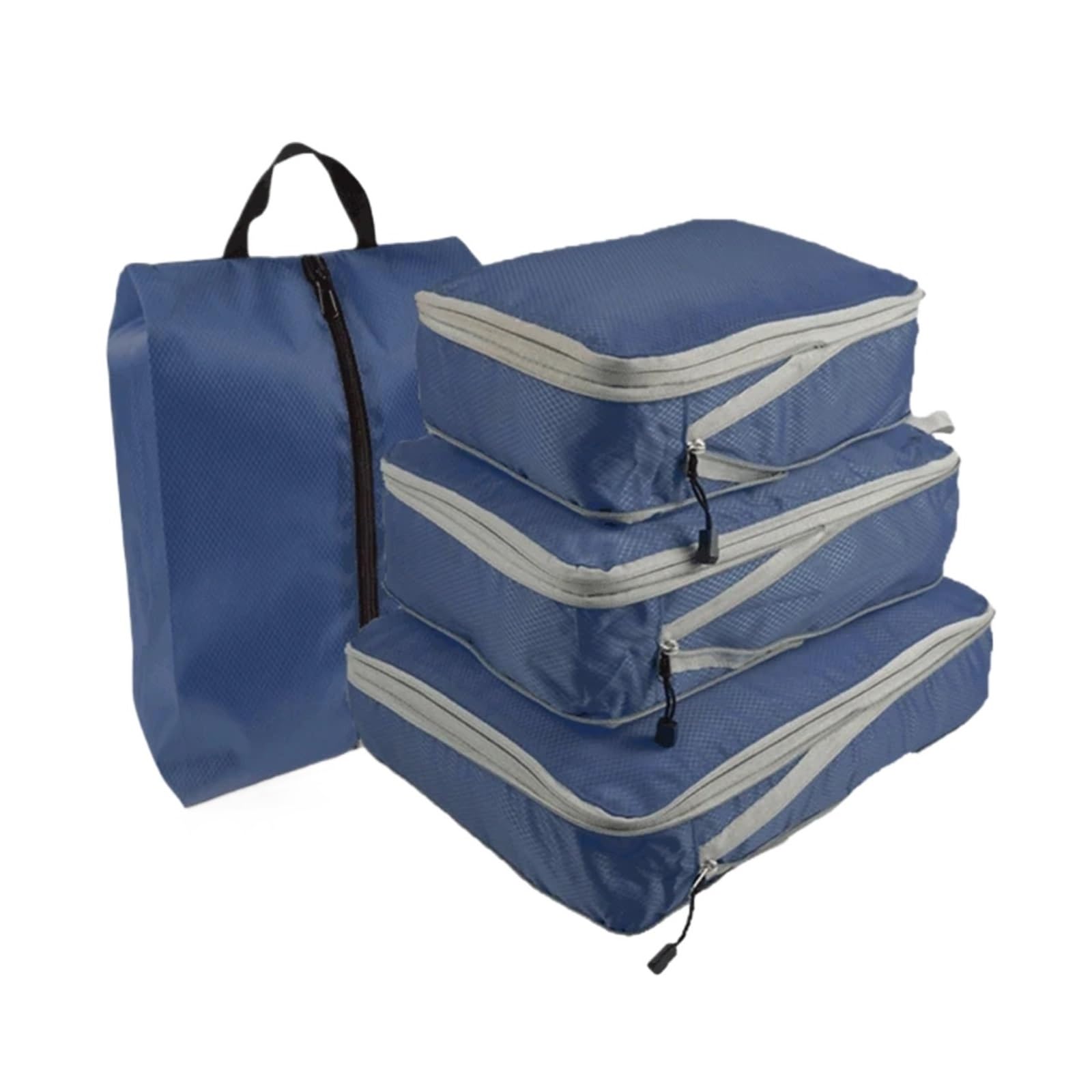 BHOUTY 4piece Compressible Storage Bag Set Compression Packing Cube Travel Luggage Organizer Foldable(Dark Blue)