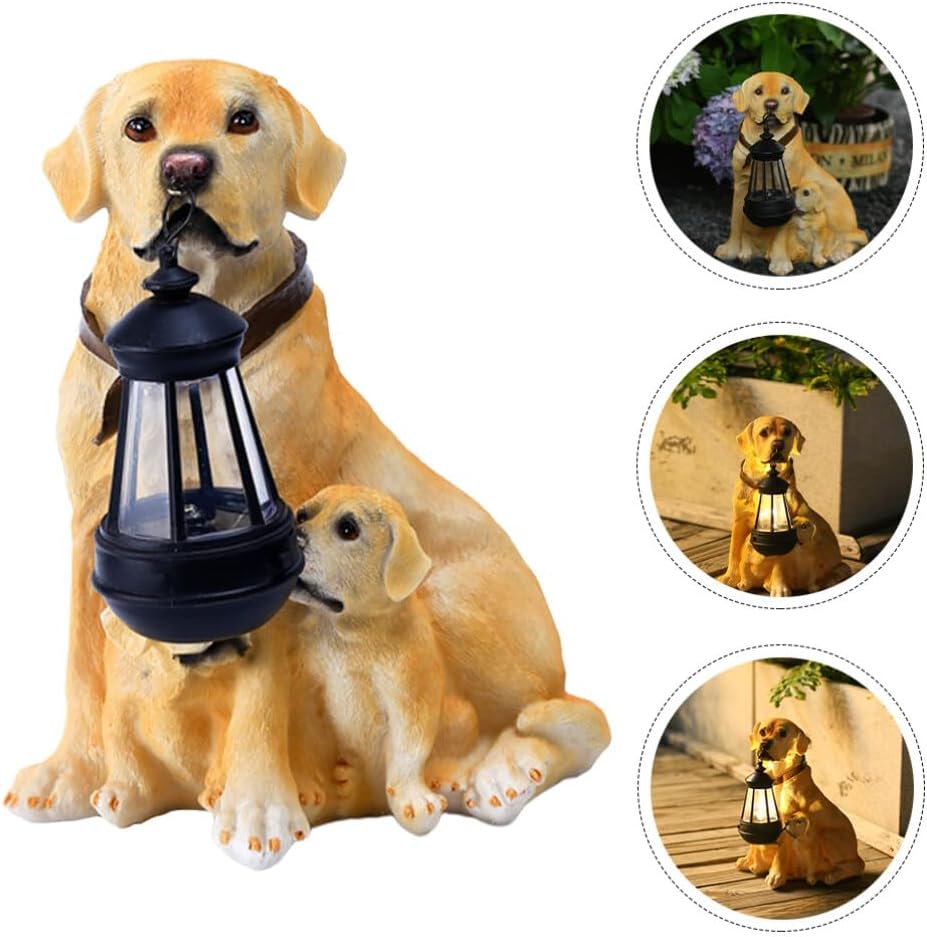 balacoo Home Decor Solar Golden Retriever Statues LED Dog Animal Statue Courtyard Light Sculpture Patio Garden Landscape Ornament (Light Yellow) Outdoor LED Solar Lights
