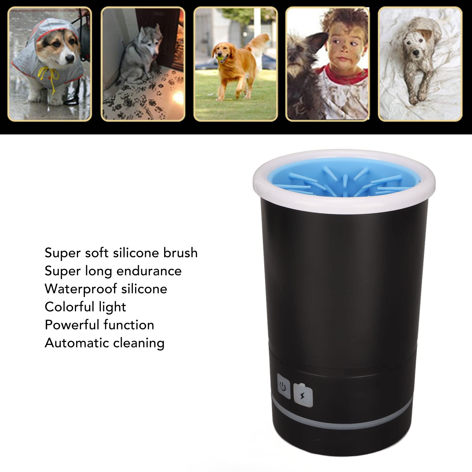 Nettoyeur Automatique de Pattes de Chien, Laveuse de Pattes de Chien Rapide et Efficace, Nettoyeur de Pattes D'animaux de Compagnie, Machine de Nettoyage de Pattes de Chien,