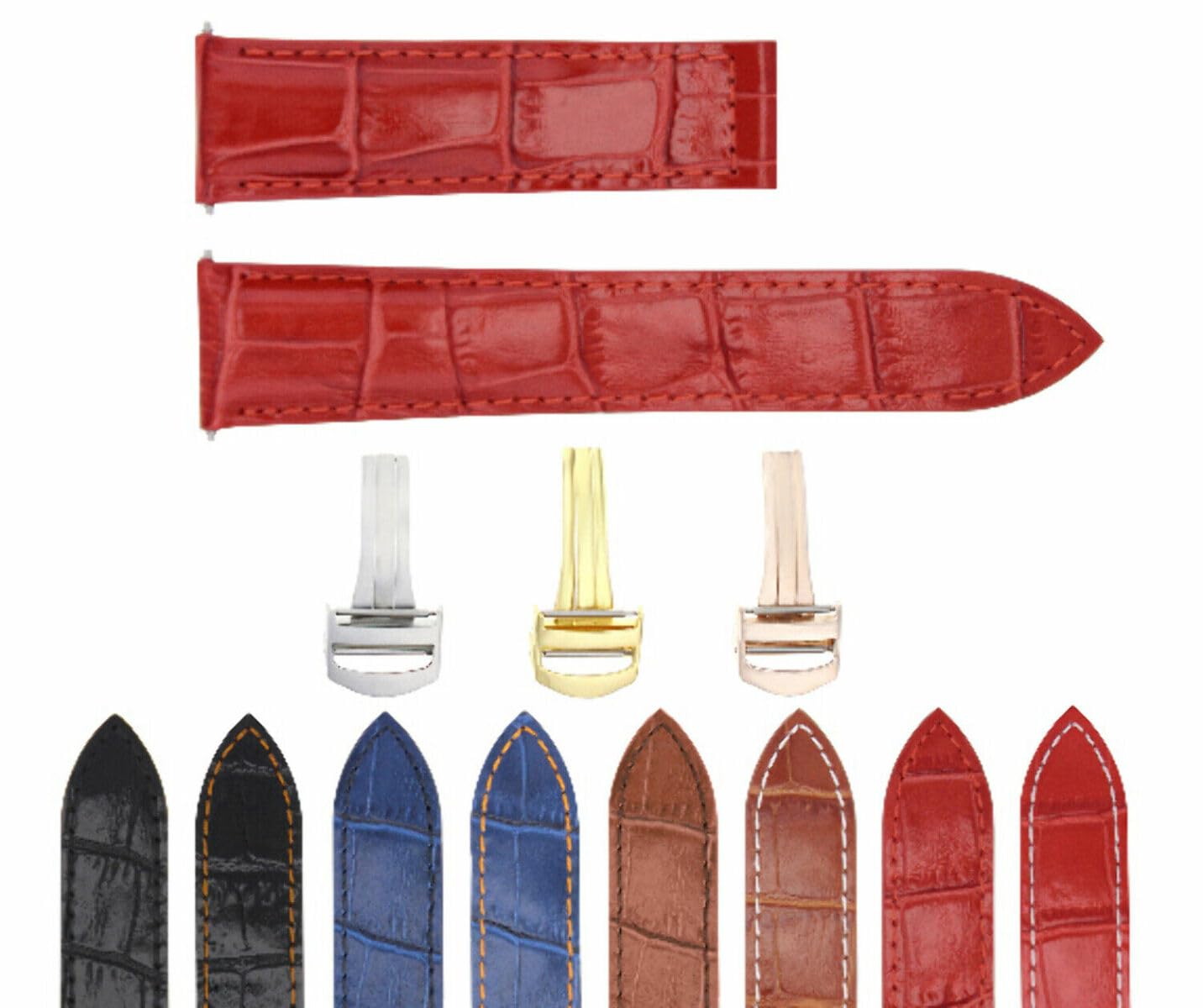 Ewatchparts 20mm Replacement Leather Watch Band Strap With Deployment Clasp Compatible With Cartier Tank Francaise