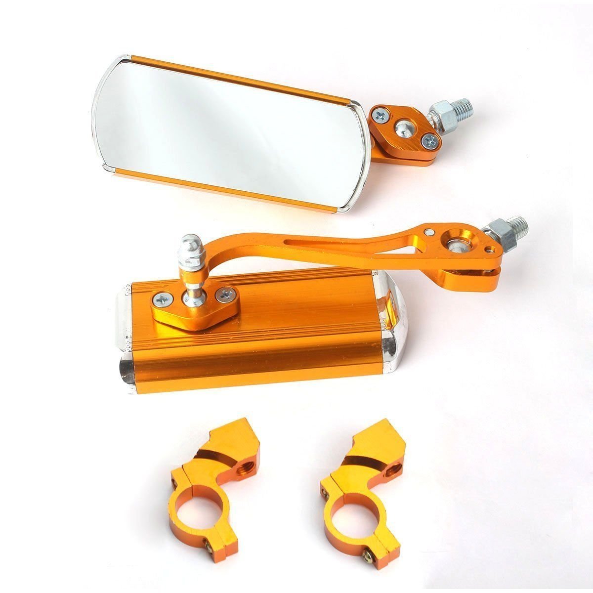 2Pcs MTB Bar End Mountain Bicycle Mirror Handlebar Rearview Aluminum (Yellow)