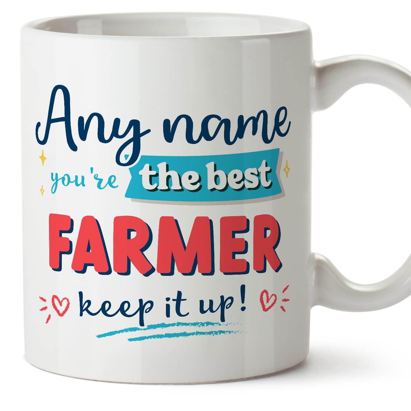 MUGFFINS Personalised Mug for Farmer Man - in English - Keep it up! - Funny Custom Gift for Colleagues - Ceramic 11oz Mug — image 1