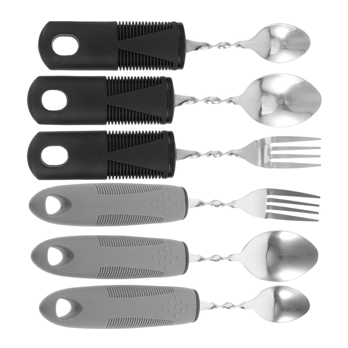 FRCOLOR Utensilios Adaptables para Facilitar la Alimentación para Personas Mayores Discapacidad Vajilla Flexible Cubiertos Pesados de Acero Inoxidable y Goma de 6 Piezas