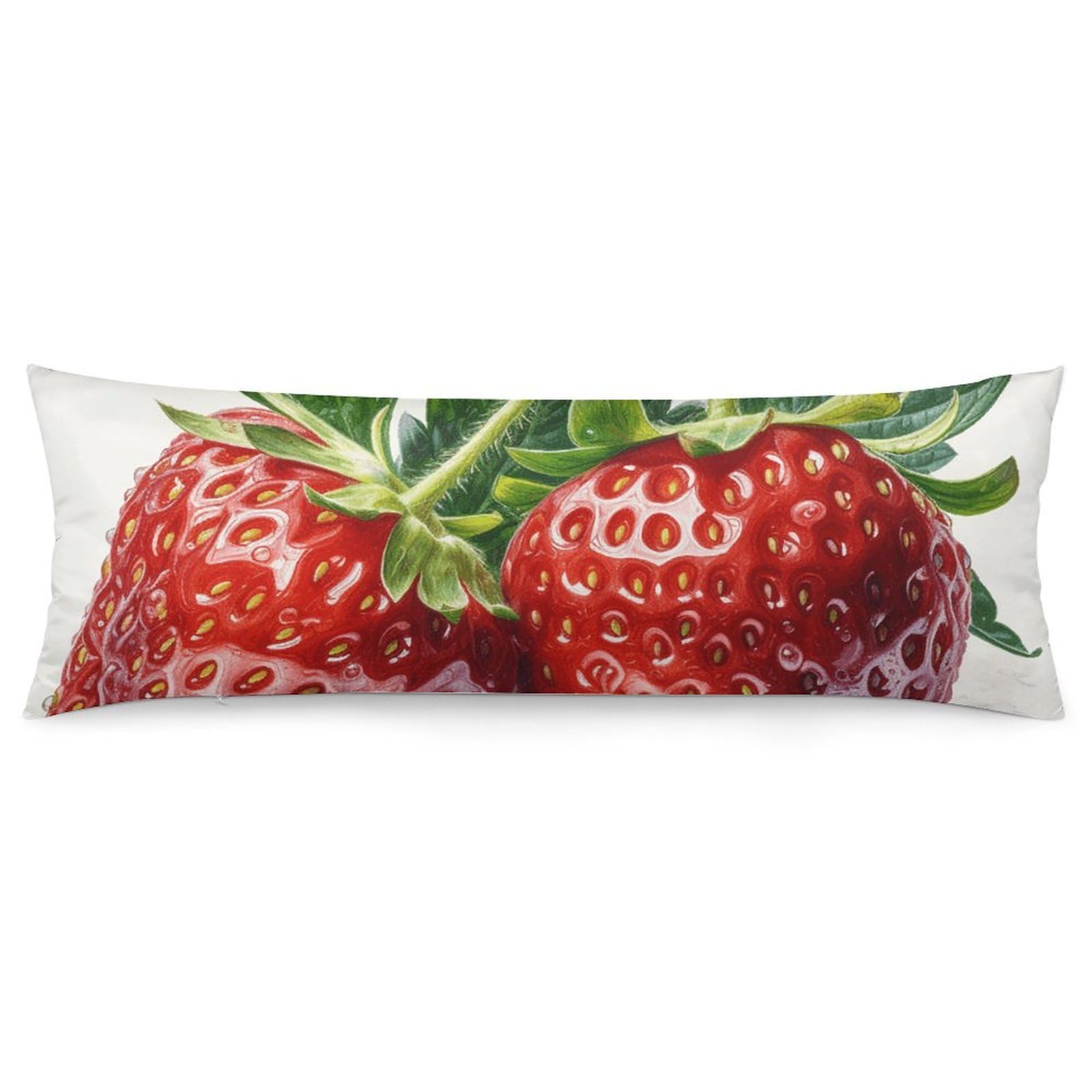 2 Pack Pillow Cases for Hair and Skin, Soft Breathable Pillow Case Covers with Hidden Zipper, Two Strawberries Pillowcase 20"x54" Pillow Covers for Sleeping Gift