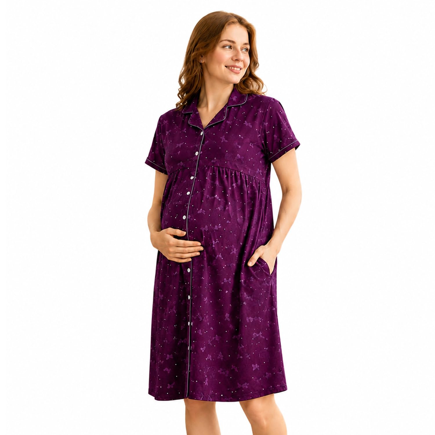 momtobe Women's Cotton Feeding Nighty for Pre and Post Pregnancy-picture-13