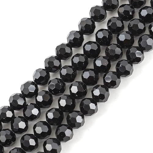 10 hebras checas facetadas redondas de cristal espaciador cuentas 0.315 in negro azabache (680-720 piezas) para suministros de fabricación de joyas
