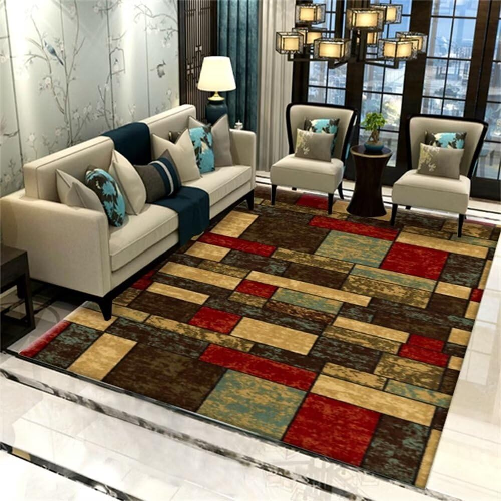 Tapis de salon lavable rouge idéal pour réchauffer la salle à manger