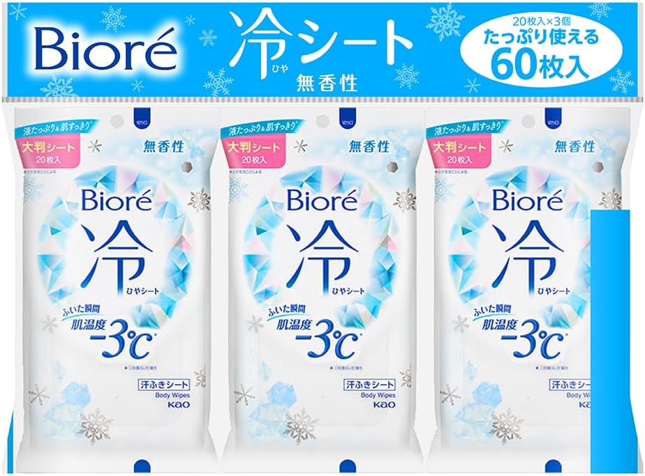 Bioré 【まとめ買い】熱中対策にも使える! ビオレ冷シート 無香料 3個セット 【Amazon.co.jp限定】