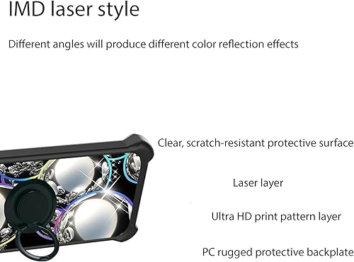 Miniatura 3 de jioeuinly Kalley IMDH-SZQ - Funda compatible con Kalley Black 3 con protector de pantalla de vidrio templado, soporte de anillo, luz reflectante