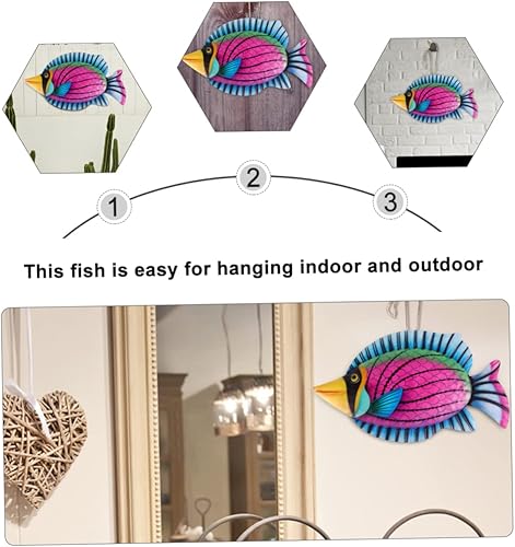 Miniatura 6 de IMIKEYA 2 piezas de jardín de hierro forjado de peces colgantes de pared escultura de arte de pared ornamento de manualidades decoraciones para