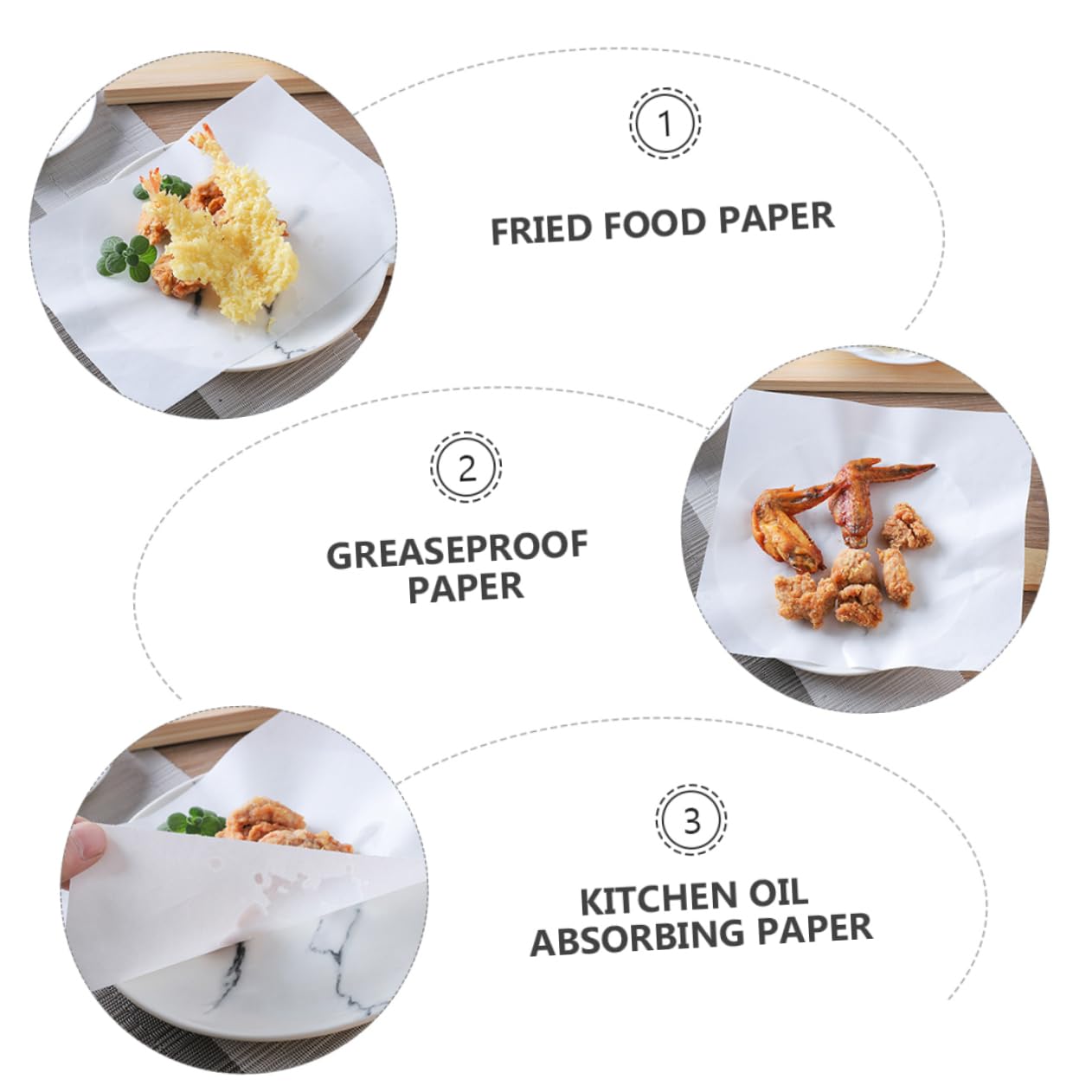 MOLUCKFU 100 Sheets Greaseproof Paper Non-stick Food Wrapping Oil-proof Paper for Cooking Snack Mat Baking Frying Cafe Restaurant