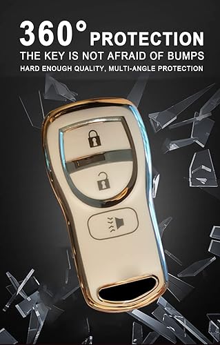 Miniatura 4 de ontto Carcasa para llave de control remoto inteligente de 3 botones para Nissan 2002-2006, bolsa para llavero de TPU Dudable antiarañazos para