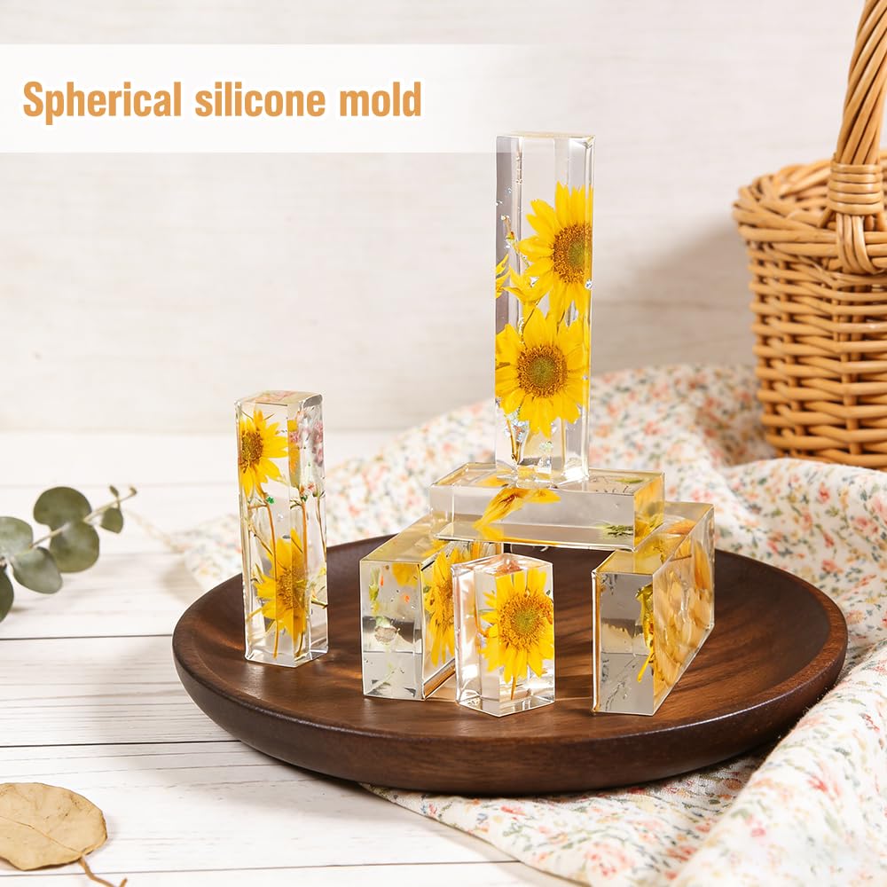 12 Pezzi Stampi Rettangolari in Silicone per Resina Epossidica Cubo Stampi Quadrato per Rosa in Resina Epossidica per Fabbricazione Gioielli Candela e Sapone, Fai Da te Deco