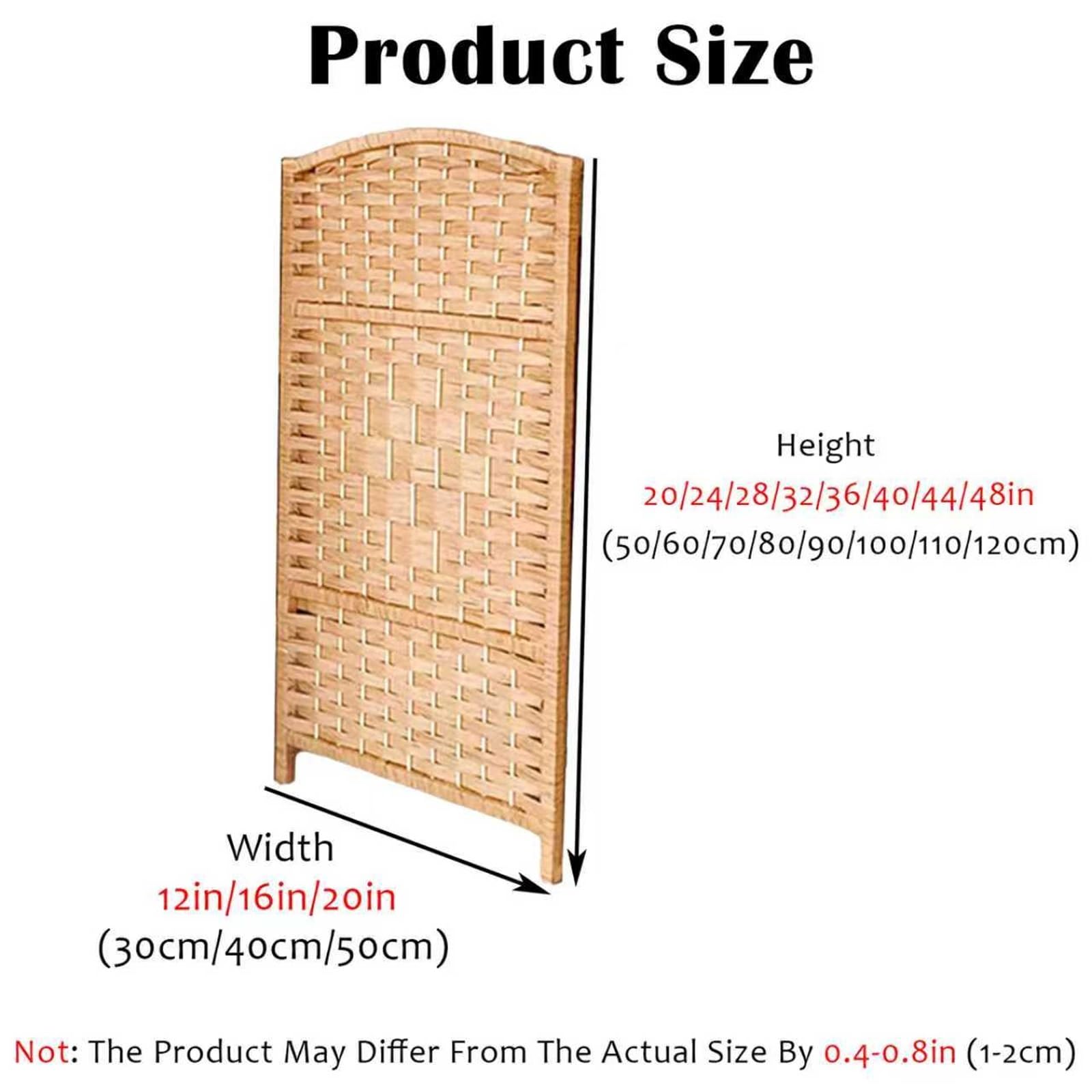 séparateurs de pièces Paravent Pliable en Fibre À Tissage Losange Court, Disponible en 50, 110, 100, 90, 80, 70, 60 Et 70 Cm De Hauteur(B-4 pcs,H W 90cm x 30cm)