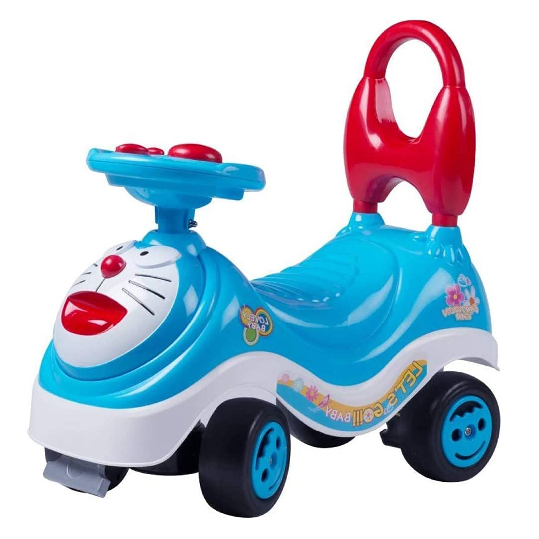KIIWEE Doraemon Cartoon Rider On Baby Car for Kids Push Scooter with Music (Multi Color ).