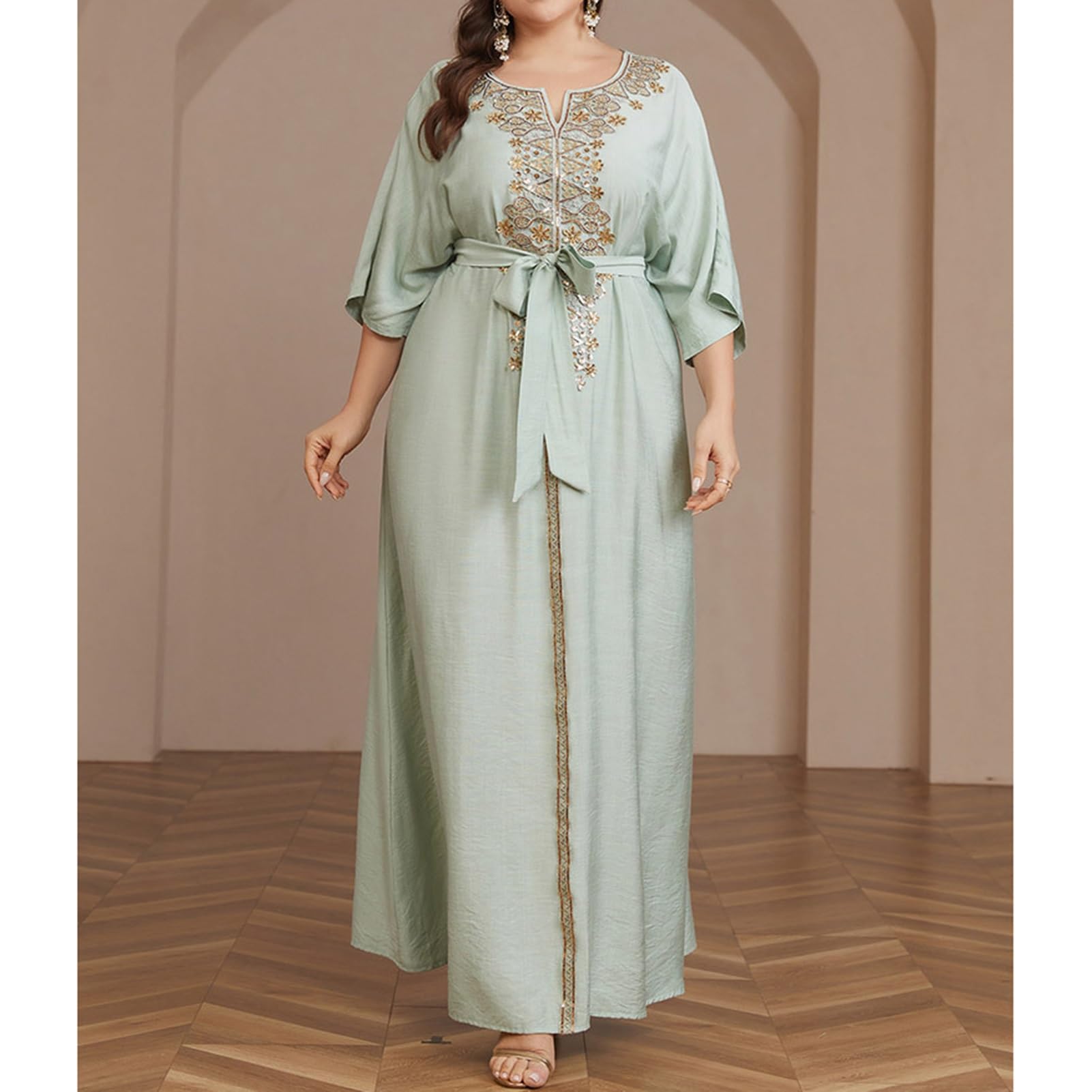 Maillots de Bain À Broderies pour Femmes, Beach Cover Up Caftan, Plus Size Rainbow Ethnic Print Kaftan Batwing, Vêtements pour La Prière Islamique