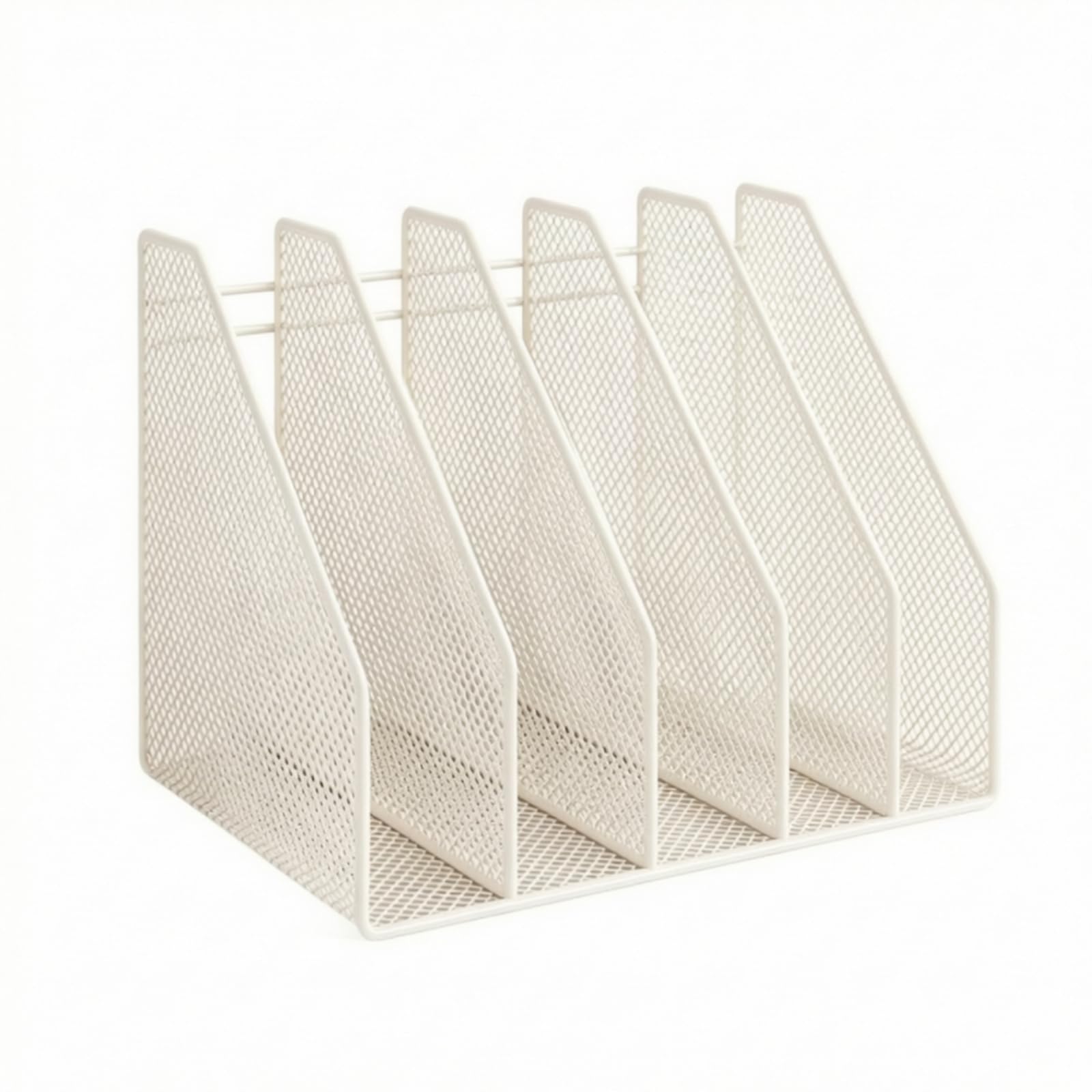 Scaffale da Tavolo con 6 Scomparti Robusto Portadocumenti in Metallo a Rete Autoportante Libreria da Scrivania con Disori per Impiegati, Ufficio, Nero