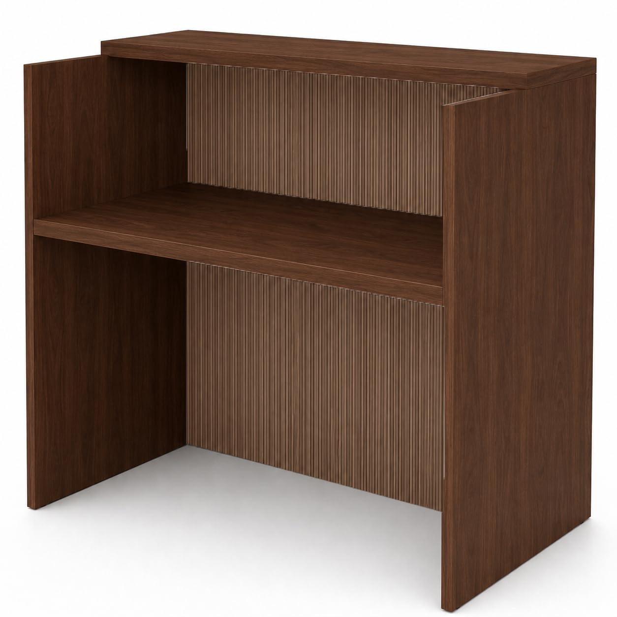 Mesa Mostrador de Recepción Compact Milos 100cm Nogal Efecto Listones